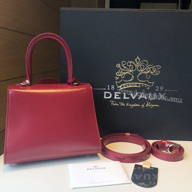 Delvaux全新雙環頂級brilliant box皮印度紅手提女包 德爾沃專櫃brilliant小號手袋 bxs1085